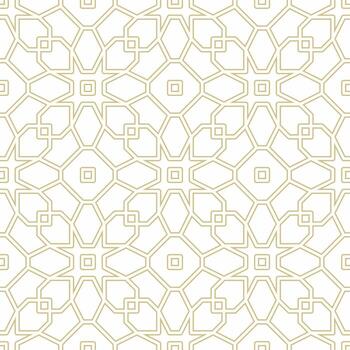 Islamic geometric pattern consisting of interlocking golden lines on a white background. Suitable for various creative projects or decorative elements vector