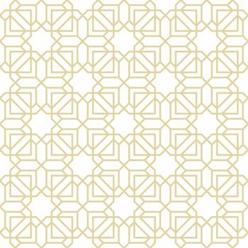Islamic geometric pattern consisting of interlocking golden lines on a white background. Suitable for various creative projects or decorative elements. vector