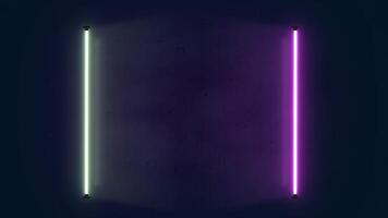 vibrante néon tubos padronizar. a abstrato exibição do geométrico iluminação video