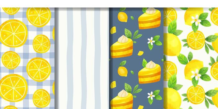 Colorful lemon patterns and designs vector