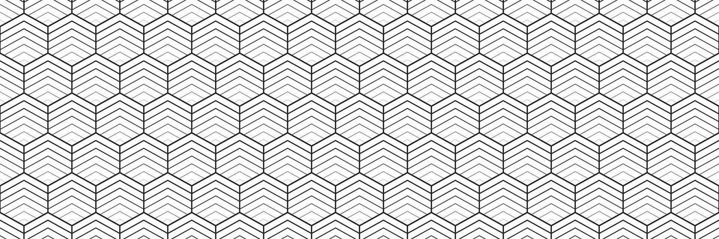 horizontal sin costura negro y blanco mezclado hexágono diseño para modelo y antecedentes. vector