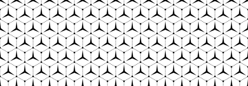 horizontal sin costura hermosa negro agudo Tres formas triángulo con rayado hexágono y circulo modelo para antecedentes. vector