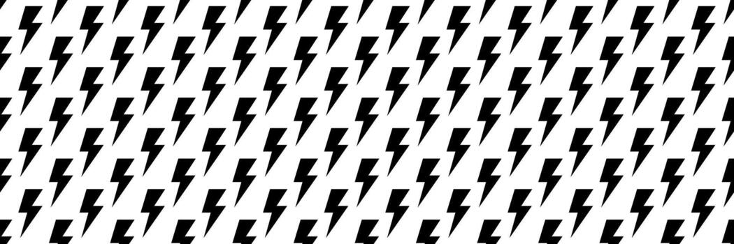 horizontal seamless black thunderbolt design for pattern and background. vector