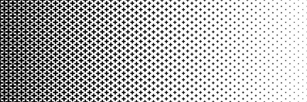 black halftone of cross and plus design for pattern and background. vector