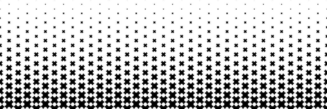 horizontal halftone of black cross jigsaw design for pattern and background. vector
