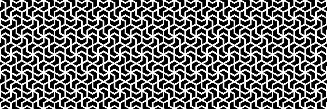 horizontal seamless black direction arrow in hexagon pattern for design and background. vector