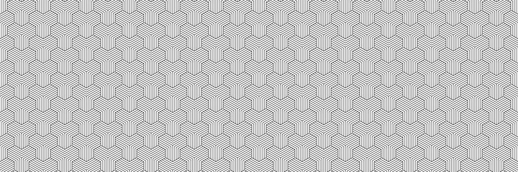 horizontal sin costura negro líneas en geométrico hexágono diseño en blanco para modelo y antecedentes. vector