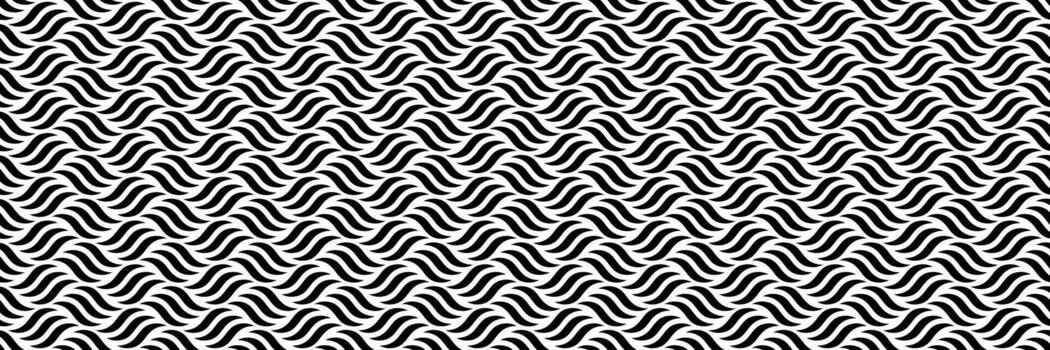 horizontal seamless smooth black wavy pattern for design and background. vector