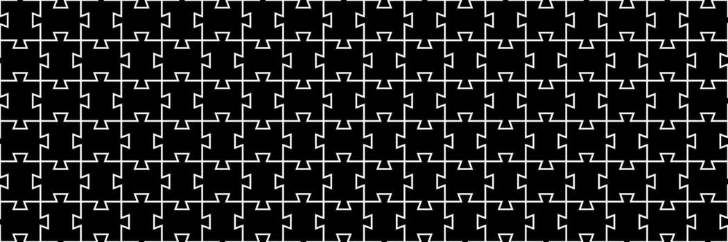 horizontal seamless black jigsaw puzzle game for pattern and background. vector