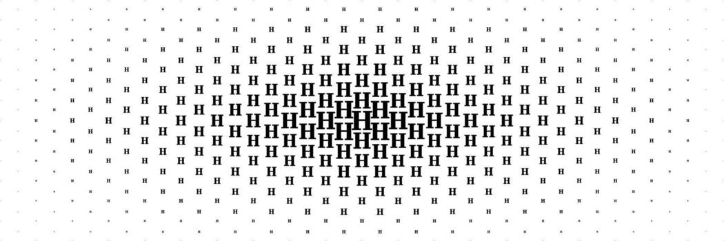 horizontal trama de semitonos de negro capital letra h extensión desde centrar para modelo y antecedentes. vector