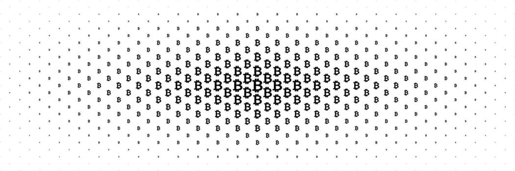 horizontal trama de semitonos untado desde centrar de negro bitcoin firmar diseño para modelo y antecedentes. vector