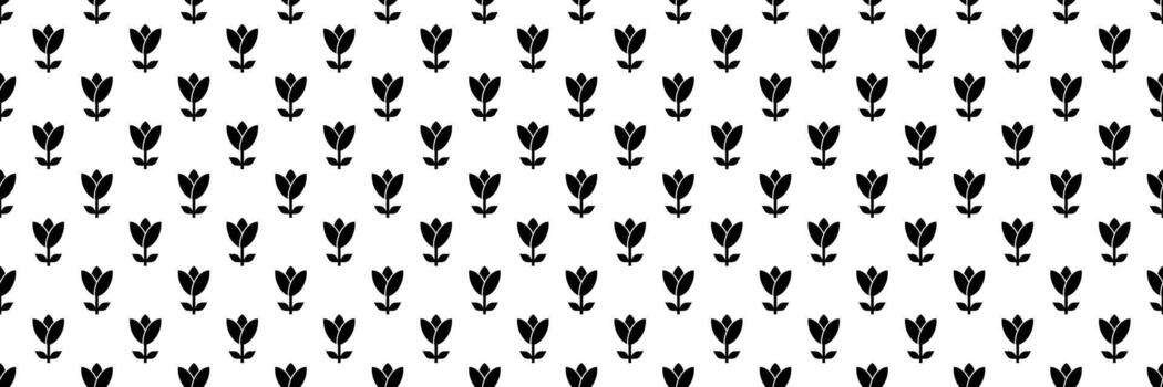 horizontal seamless of black bloom flower for pattern and background. vector