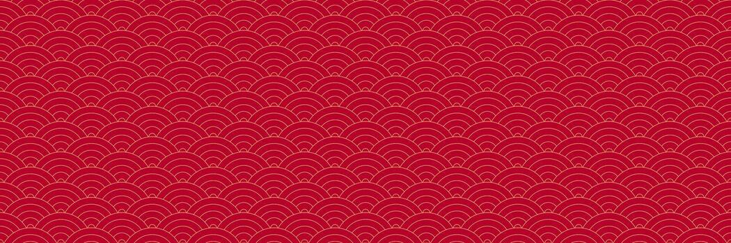 gold line oriental design on red for pattern and background. vector