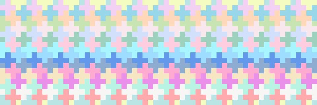horizontal multicolored pastel of cross design for pattern and background. vector