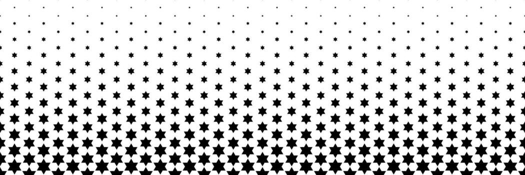horizontal halftone of black six angles star design for pattern and background. vector