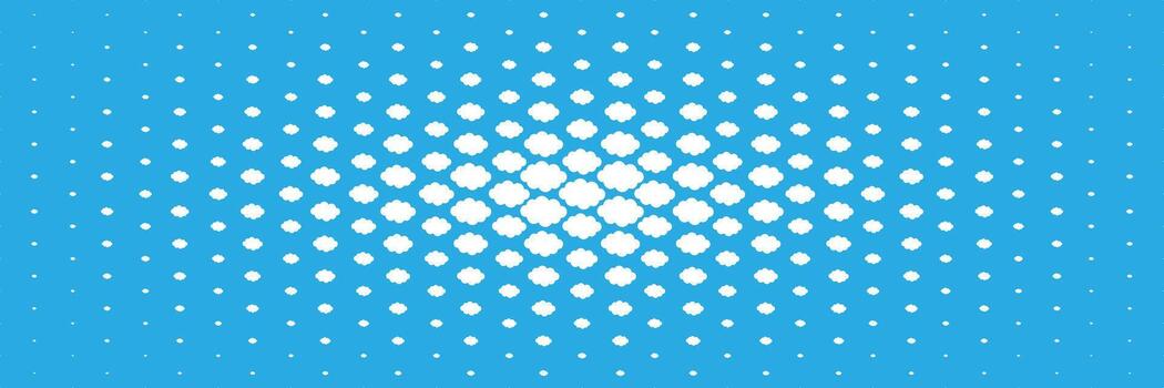 horizontal faded white clouds on blue from center for pattern and background. vector