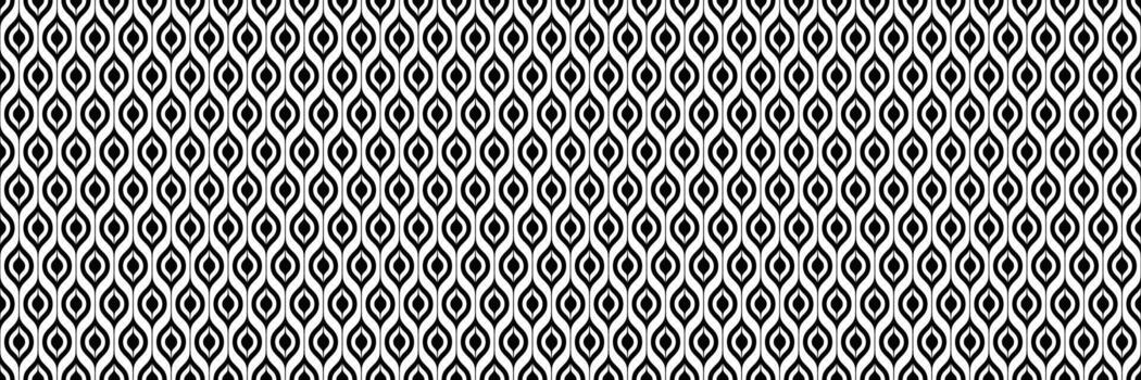 horizontal seamless black and white curved diamond pattern for design and background. vector