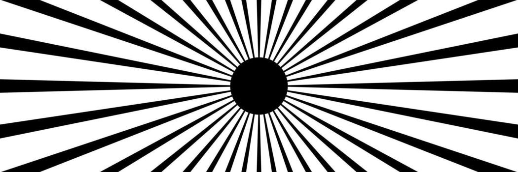 horizontal black sunburst on white design for pattern and background. vector