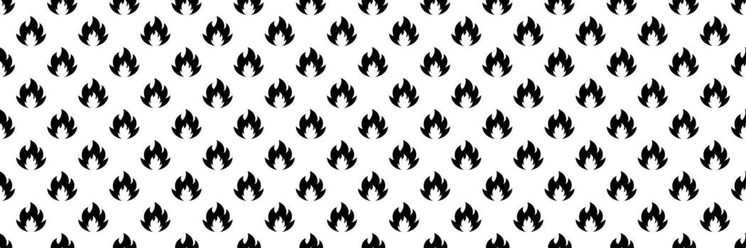 horizontal seamless of black fire design for pattern and background. vector