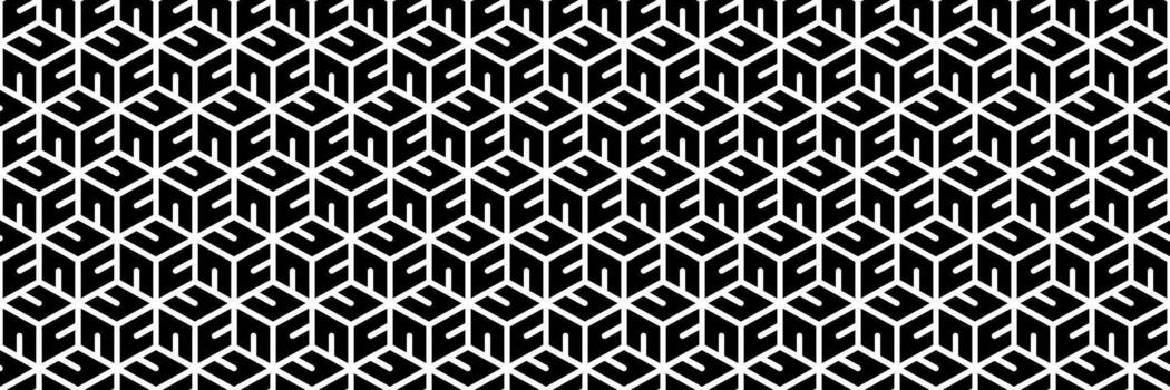 horizontal seamless black and white hyphen in diamond shape and hexagon pattern for background. vector