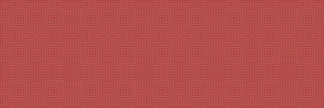 horizontal seamless peach lined art square on red pattern for design and background. vector