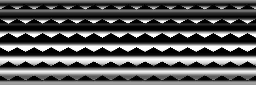 horizontal seamless black lined art triangle and hexagon pattern for design and background. vector