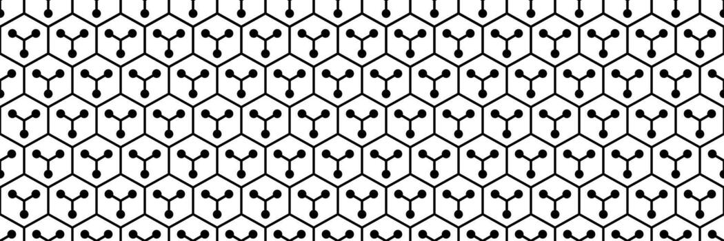 horizontal sin costura negro hexágono y Tres formas circulo modelo para diseño y antecedentes. vector