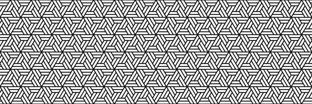horizontal seamless outline black bar in triangle and hexagon for pattern and background. vector