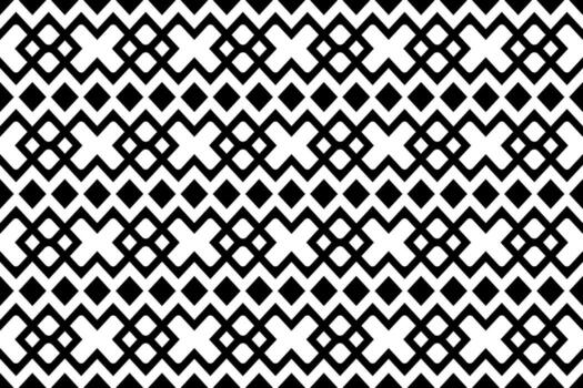 Abstract monochrome, black and white seamless pattern with X shapes and squares. vector