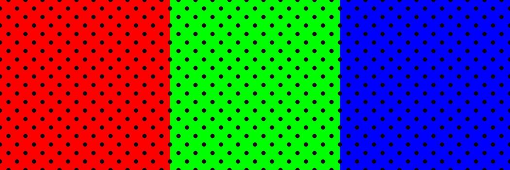 black circle polka dot on red,green and blue for pattern and background. vector