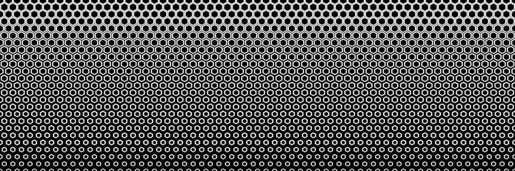 horizontal seamless black and white blended hexagon pattern for design and background. vector