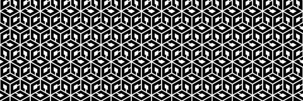 horizontal seamless black and white diamond shape with hexagon pattern for background. vector