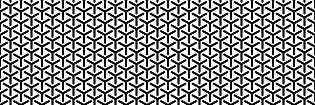 horizontal seamless black three ways line pattern on white for background and design. vector