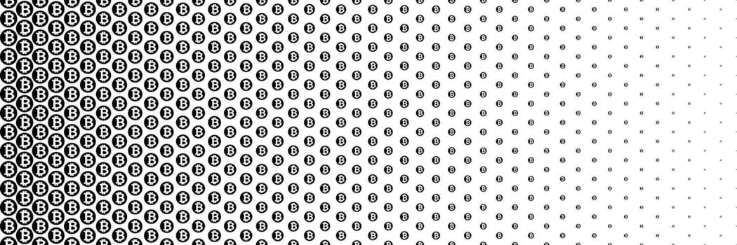 horizontal negro trama de semitonos de bitcoin moneda firmar moneda diseño para modelo y antecedentes. vector