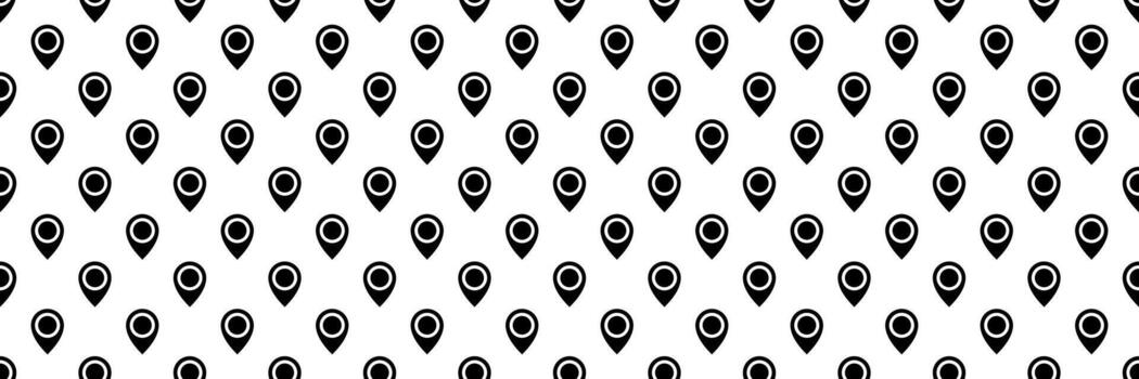 horizontal seamless black map and location pointer design for pattern and background. vector