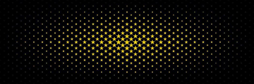 horizontal gold star spreading from center on black design for pattern and background. vector