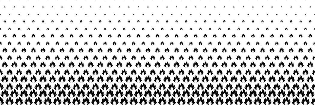 horizontal halftone of black fire design for pattern and background. vector