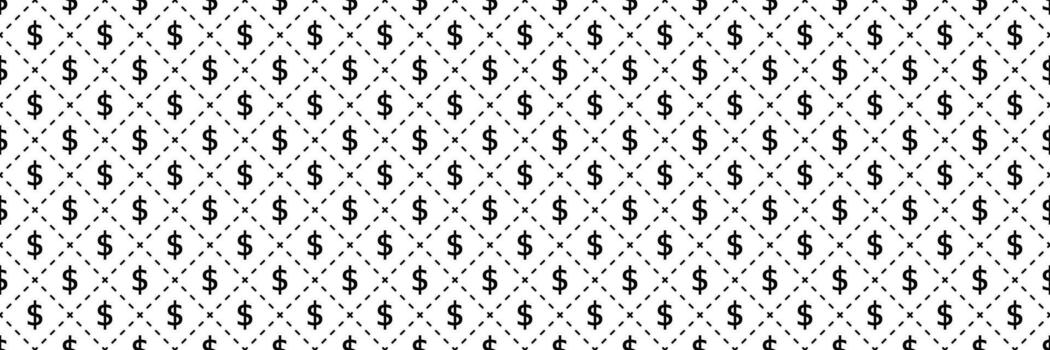 horizontal seamless black dollar symbol in square dashed line pattern for design and background. vector