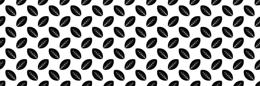 horizontal seamless of black leaves design for pattern and background. vector