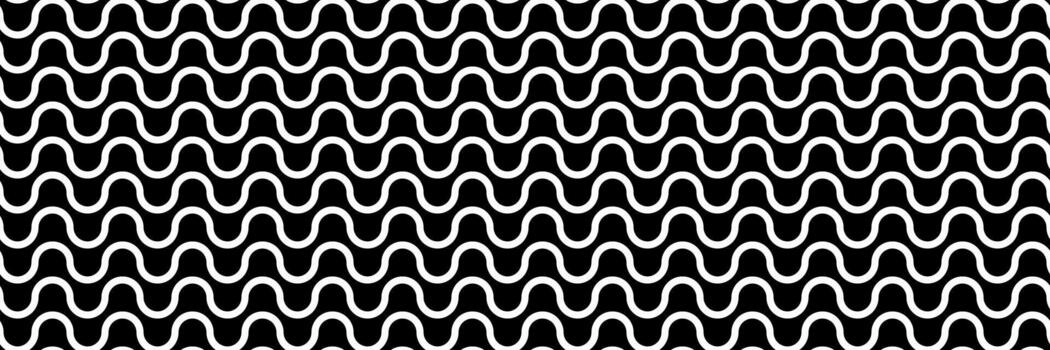 horizontal seamless black and white wavy pattern for design and background. vector