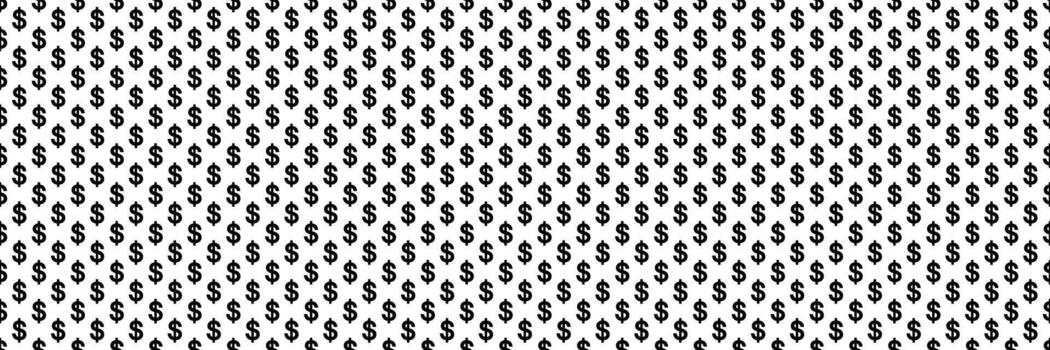 horizontal black halftone of dollar currency sign design for pattern and background. vector