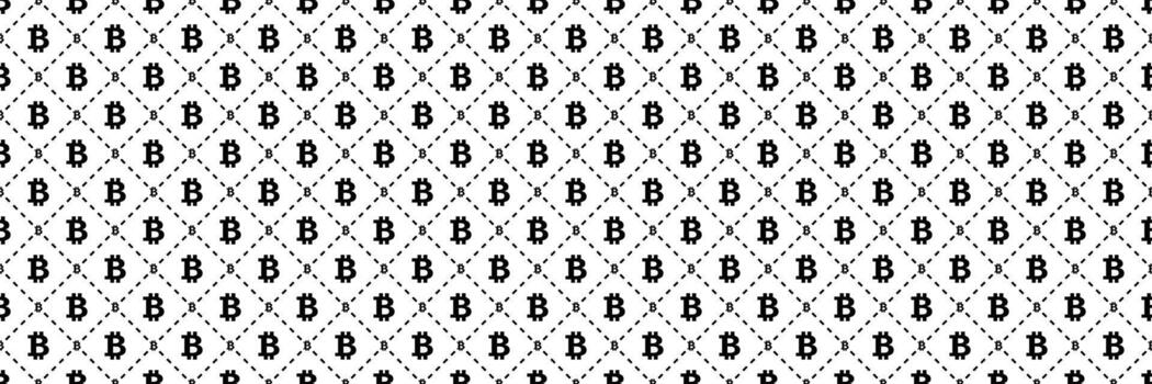 horizontal sin costura negro bitcoin símbolo en rayado línea cuadrado modelo para diseño y antecedentes. vector