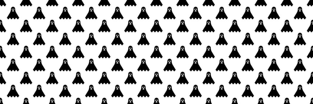 horizontal seamless black ghost design for pattern and background. vector