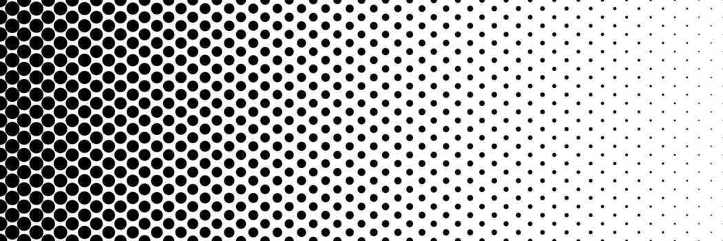 horizontal halftone of black circle design for pattern and background. vector