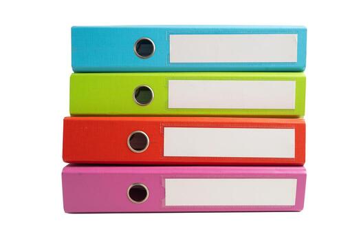 Stack of binder for business isolated on white background with clipping path. photo