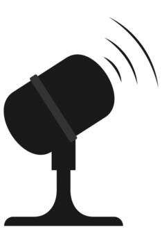 Studio microphone symbol with signal lines for podcast channel voiceover projects and UI icons vector