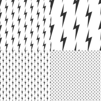 lightning bolt Seamless pattern set. Storm energy, dynamic bolts, multiple scales repeats for backgrounds vector