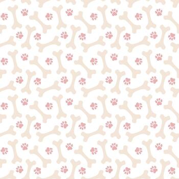 pastel perro huesos sin costura modelo con suave pata huellas dactilares para textiles y guardería decoración vector