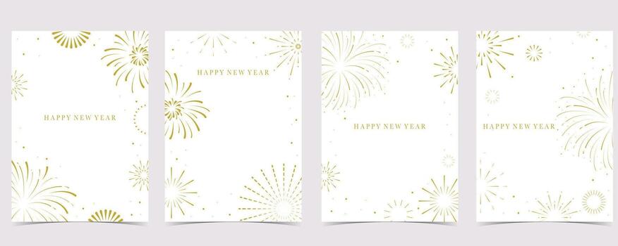contento nuevo año antecedentes con oro amarillo Fuegos artificiales en blanco vertical antecedentes para invitación tarjeta vector