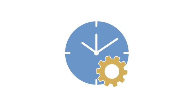 hora administración y productividad ajustes icono con reloj y engranaje. vector